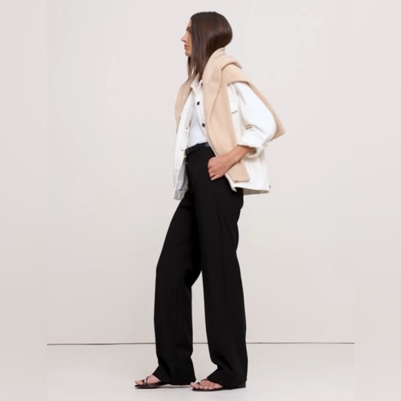 NWT Banana Republic High Rise Modern Straight Refined Navy Pant Size 0 Petite. - Picture 2 of 9